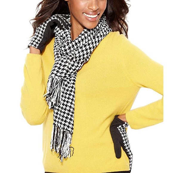 Charter Club Accessories - Charter Club Chenille Houndstooth Fringe Scarf, Retail $48.00